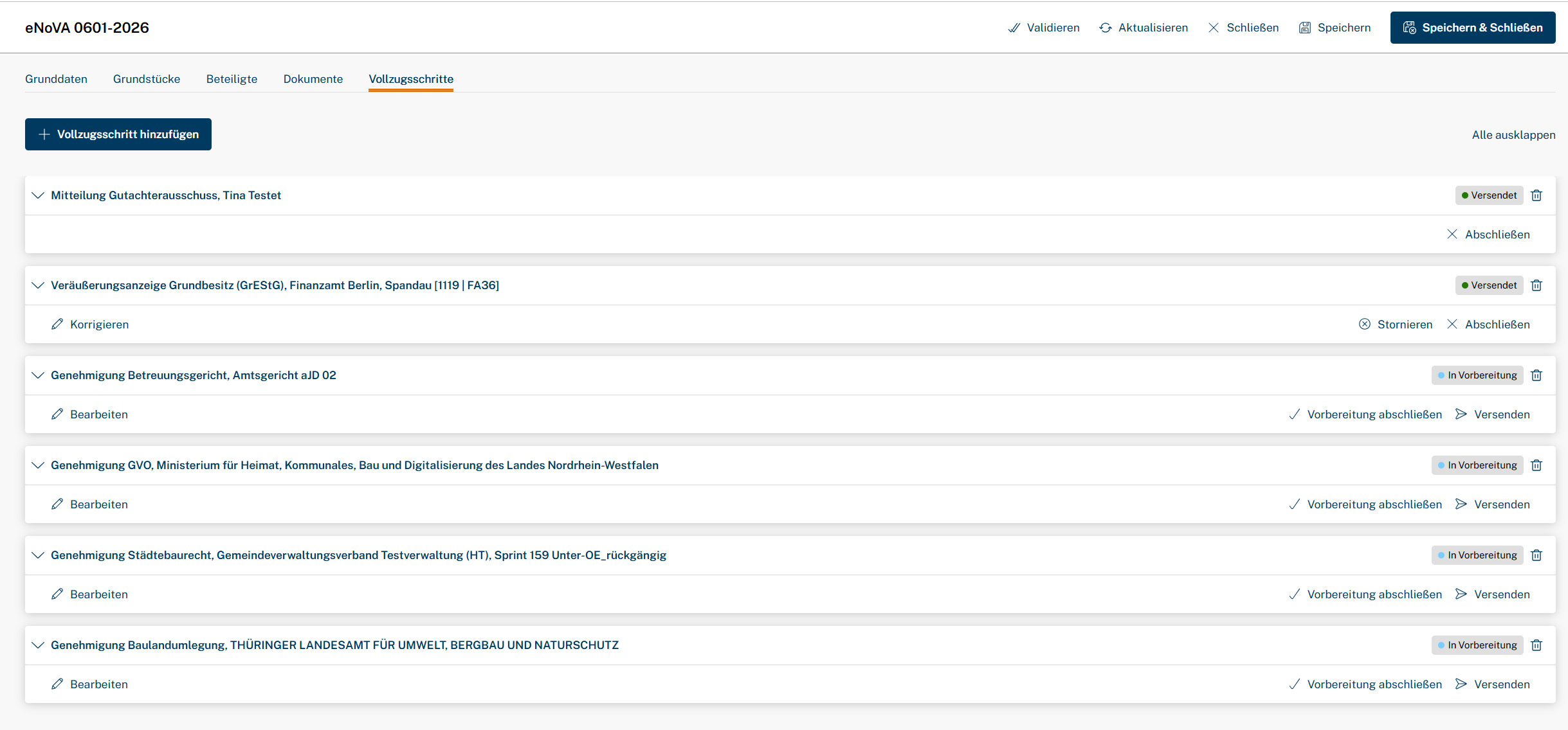 eNoVa Vollzugsschritte